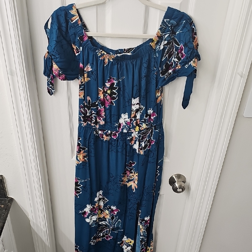 Band of Gypsies Blue Floral Maxi Dress